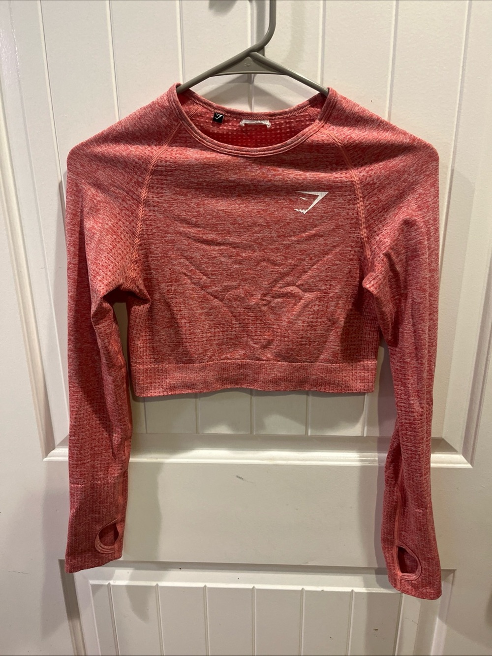 Gymshark Women's Heathered Red Seamless Long-Sleeve Crop Top Size S No Tags EUC